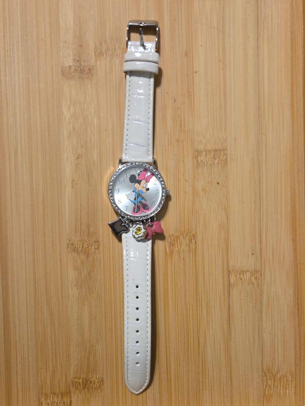 Disney Minnie Mouse White Watch with Pink and Black Charms